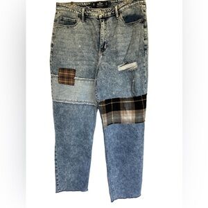 Hollister ultra high rise patchwork mom jean